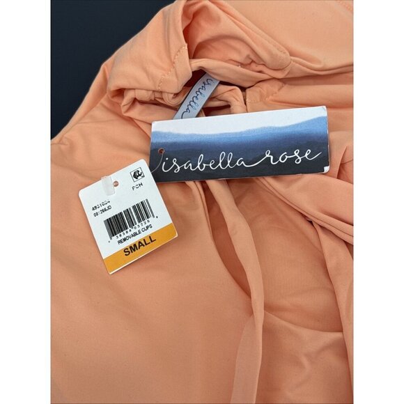 Isabella Rose Women's One Piece Plunge Tie Back Swimsuit Peach NWT - Picture 11 of 15